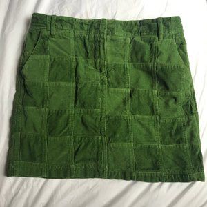 Green Corduroy Patchwork Mini Skirt